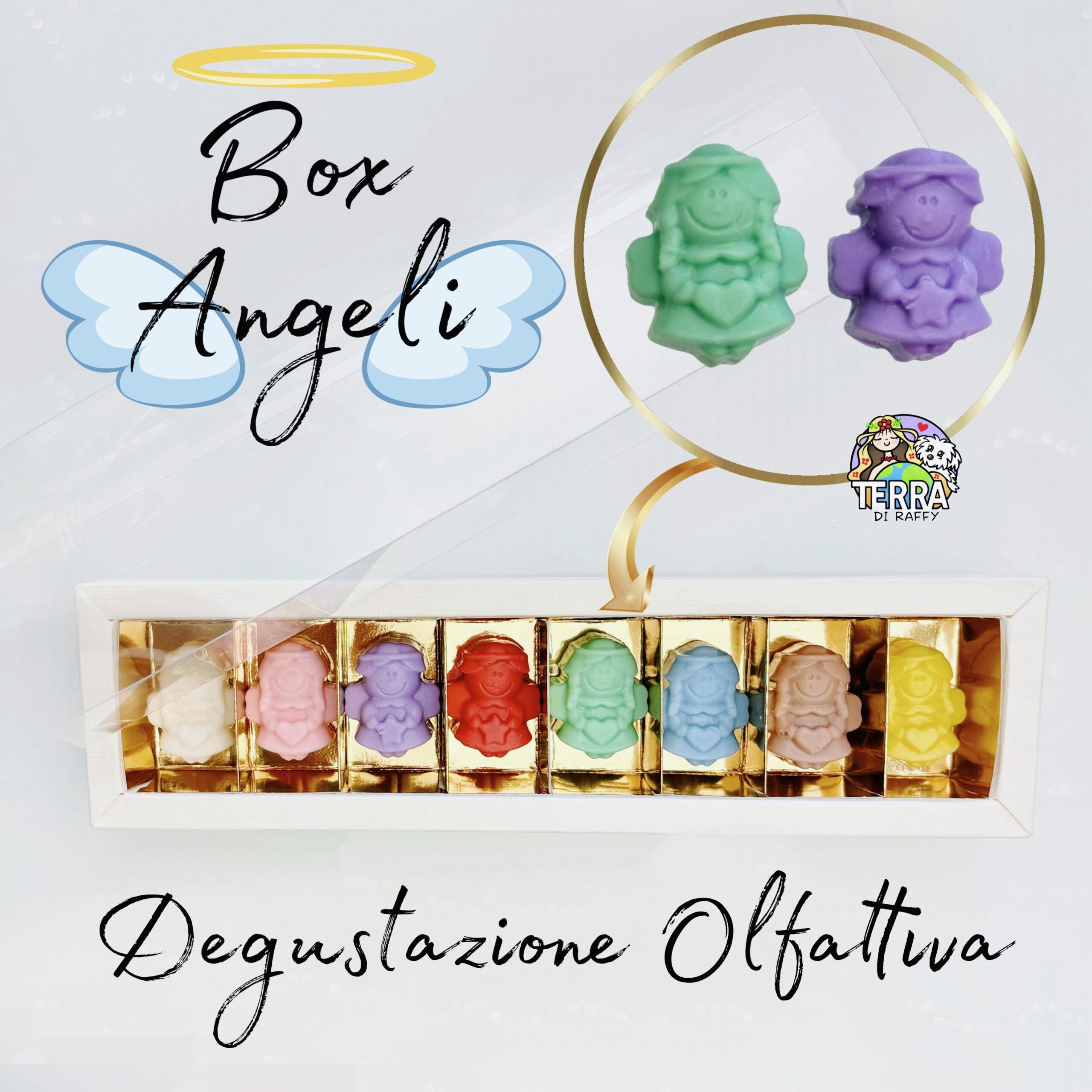 Sapone-artigianale-latte-di-capra-box-luxury-degustazione olfattiva-angeli-mughetto-rosa-e-champagne-violetta-mirtillo-rosso-bosco-di-cedri-acqua-di-luna-mandorlemiele-cacao